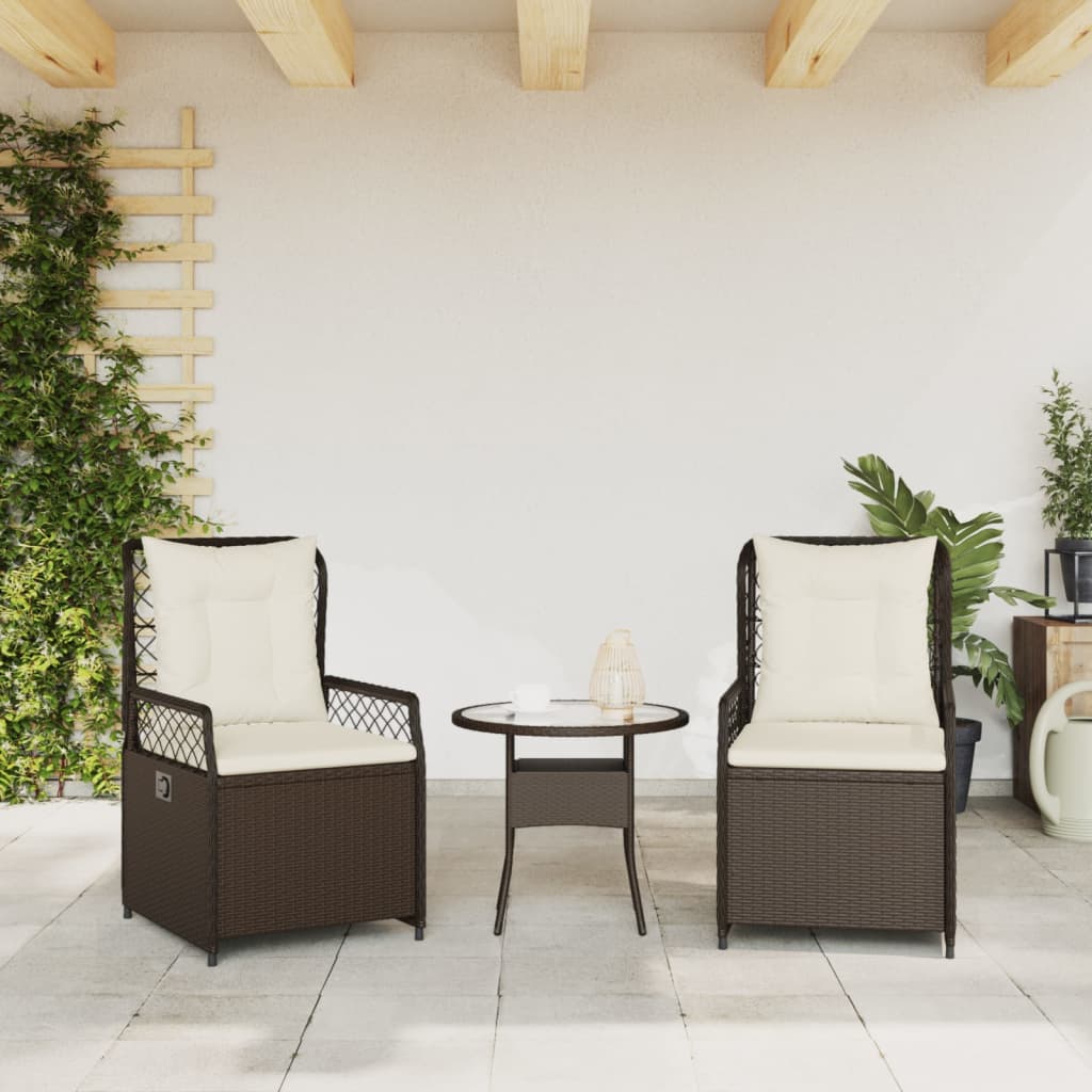 Tuinstoelen 2 st verstelbaar poly rattan bruin is nu te koop bij PeponiXL, paradijselijk wonen!