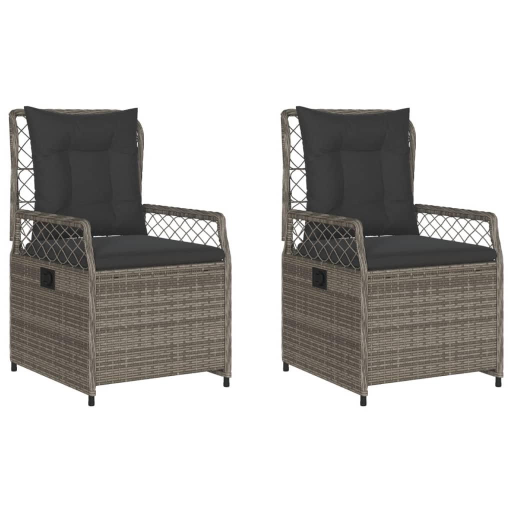 Tuinstoelen 2 st verstelbaar poly rattan grijs is nu te koop bij PeponiXL, paradijselijk wonen!