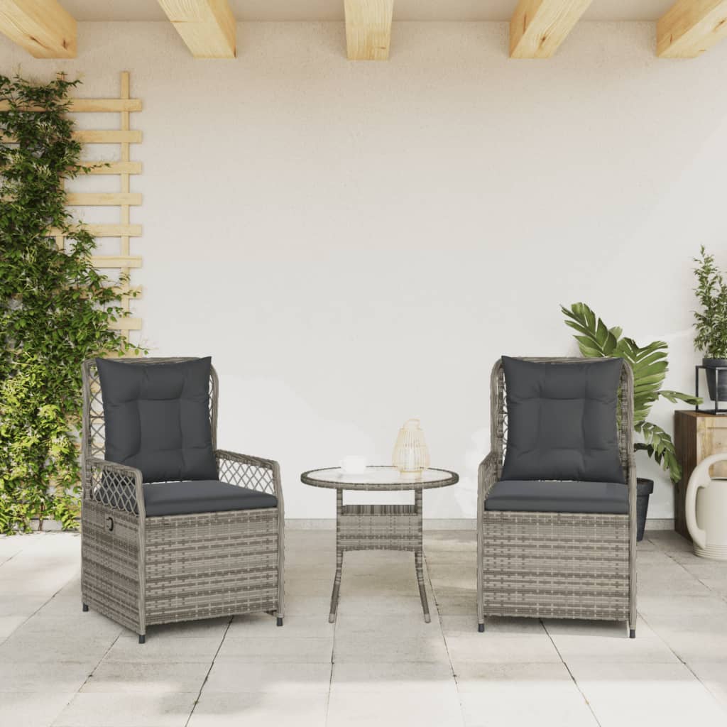 Tuinstoelen 2 st verstelbaar poly rattan grijs is nu te koop bij PeponiXL, paradijselijk wonen!