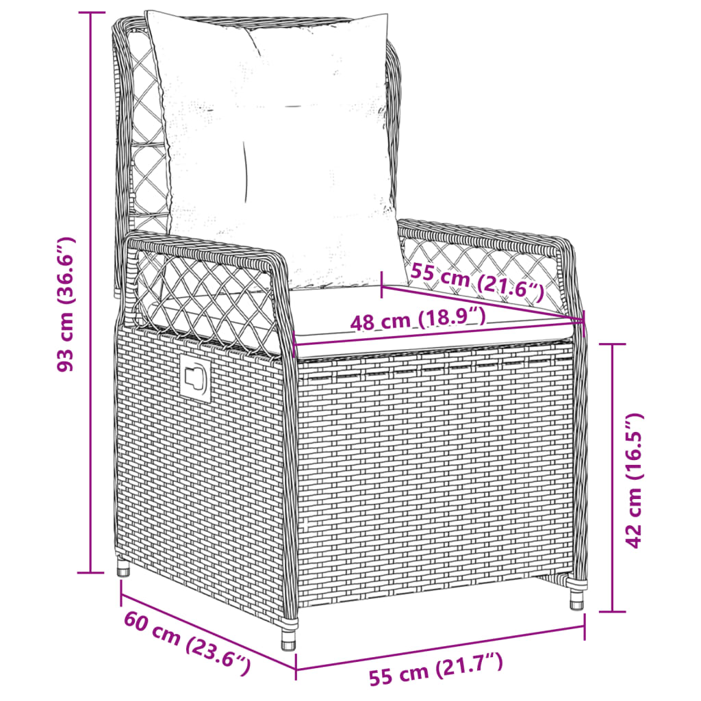 Tuinstoelen 2 st verstelbaar poly rattan grijs is nu te koop bij PeponiXL, paradijselijk wonen!