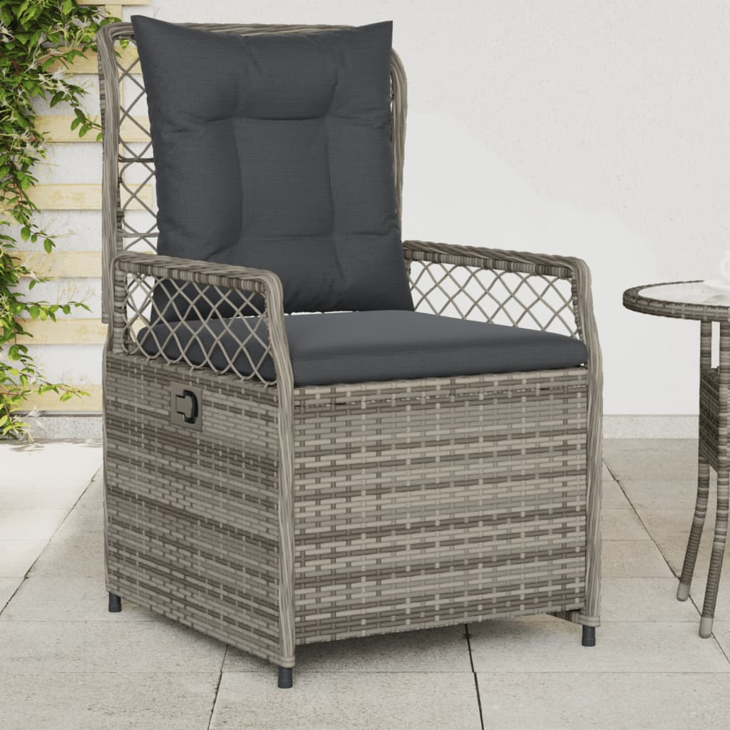 Tuinstoelen 2 st verstelbaar poly rattan grijs is nu te koop bij PeponiXL, paradijselijk wonen!