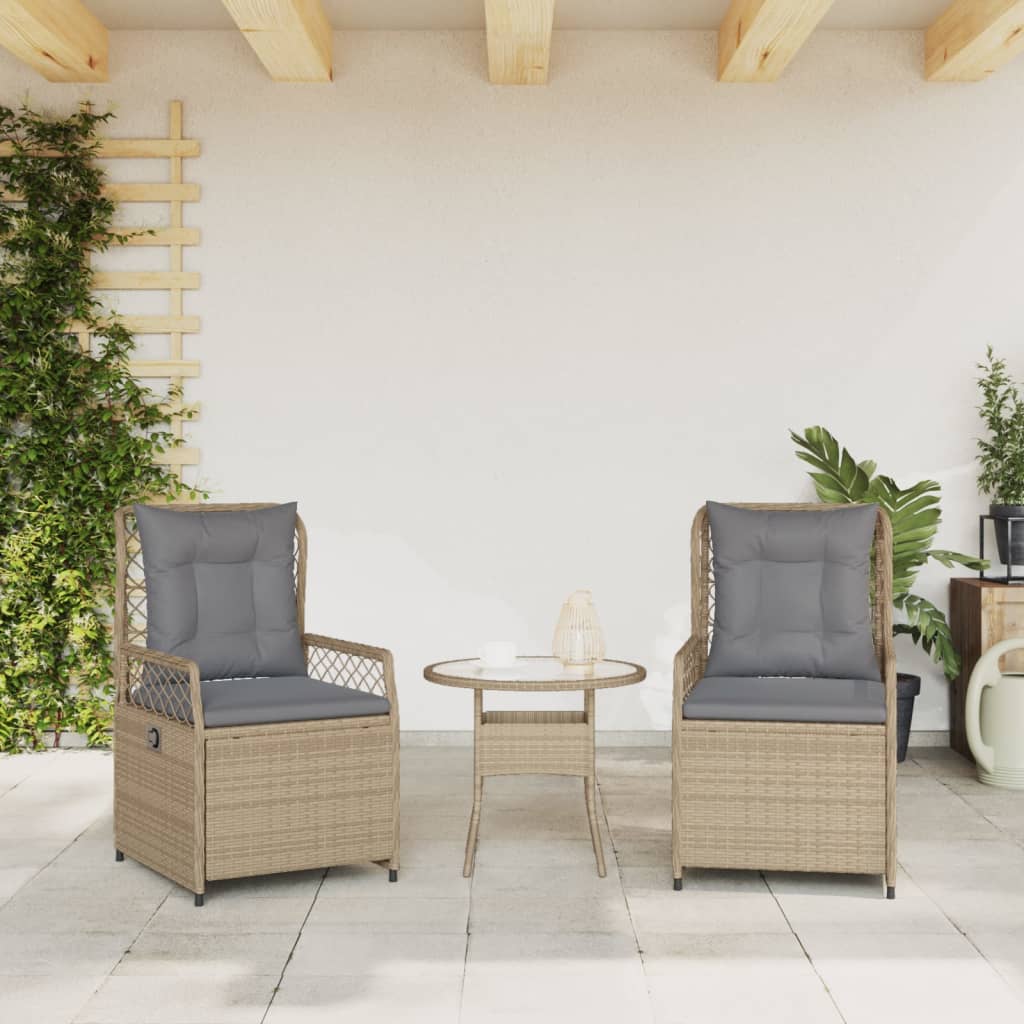 Tuinstoelen 2 st verstelbaar poly rattan beige is nu te koop bij PeponiXL, paradijselijk wonen!