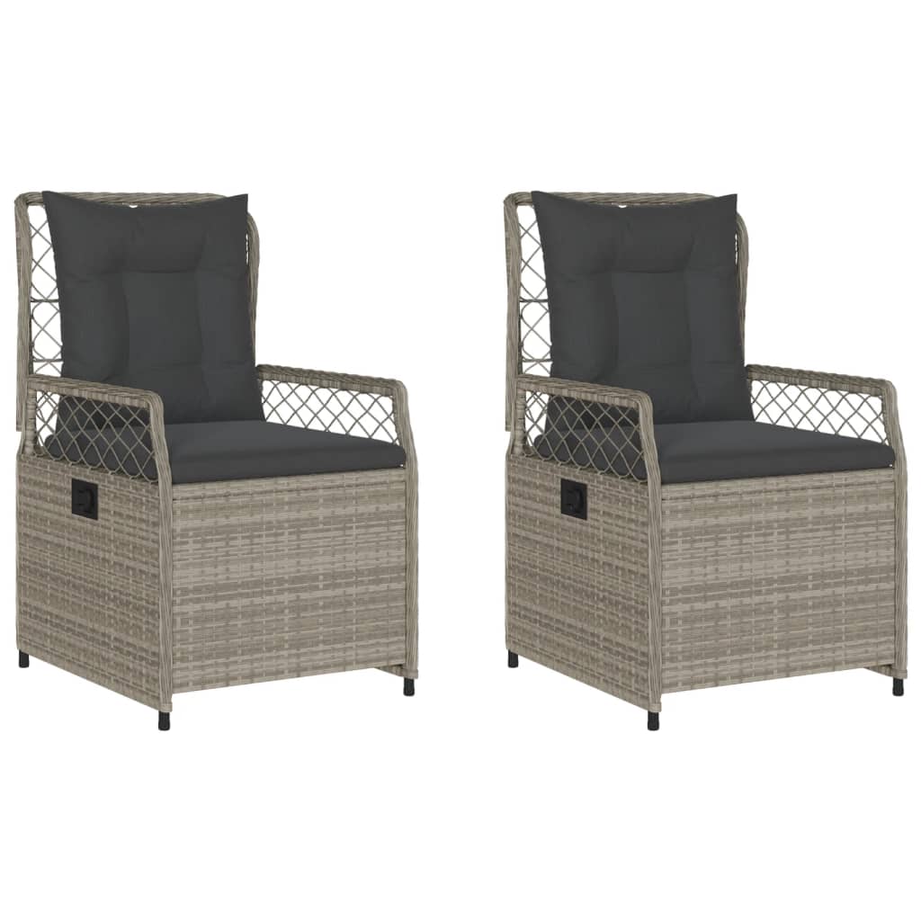Tuinstoelen 2 st verstelbaar poly rattan lichtgrijs is nu te koop bij PeponiXL, paradijselijk wonen!