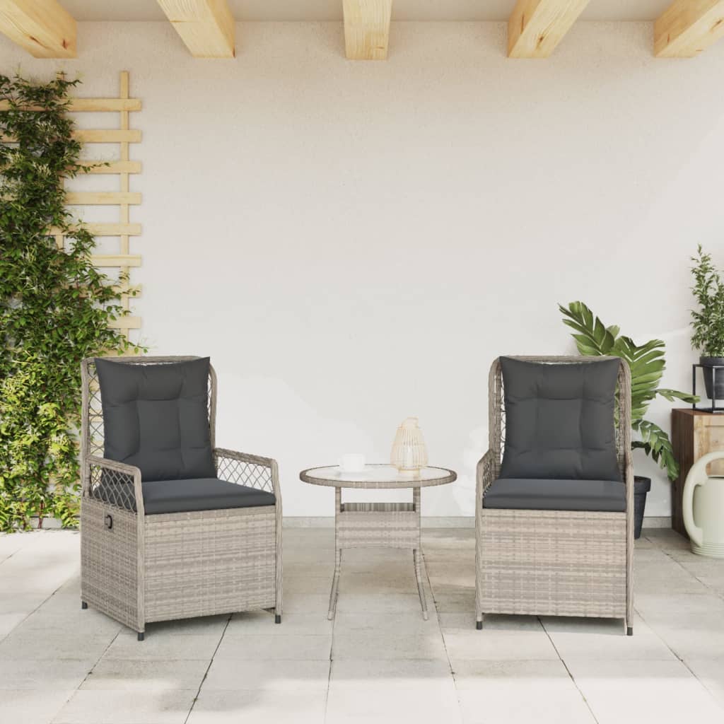 Tuinstoelen 2 st verstelbaar poly rattan lichtgrijs is nu te koop bij PeponiXL, paradijselijk wonen!