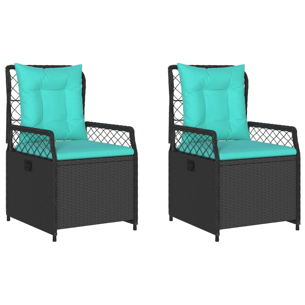 Liggende tuinstoelen 2 stuks zwart polyrotan is nu te koop bij PeponiXL, paradijselijk wonen!