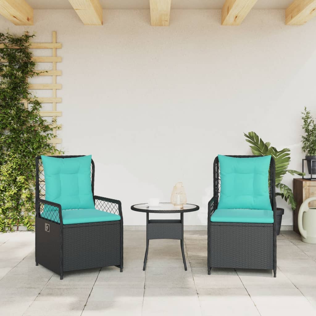 Liggende tuinstoelen 2 stuks zwart polyrotan is nu te koop bij PeponiXL, paradijselijk wonen!