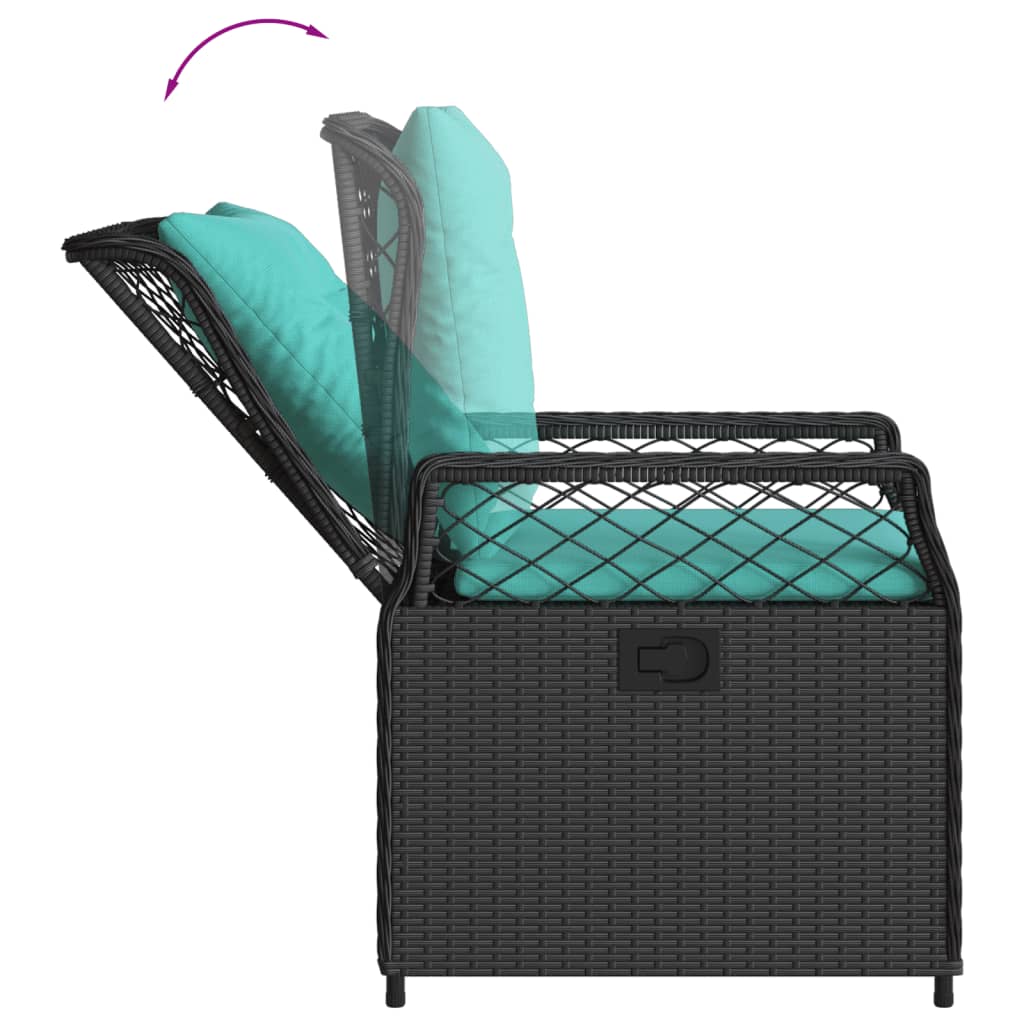 Liggende tuinstoelen 2 stuks zwart polyrotan is nu te koop bij PeponiXL, paradijselijk wonen!