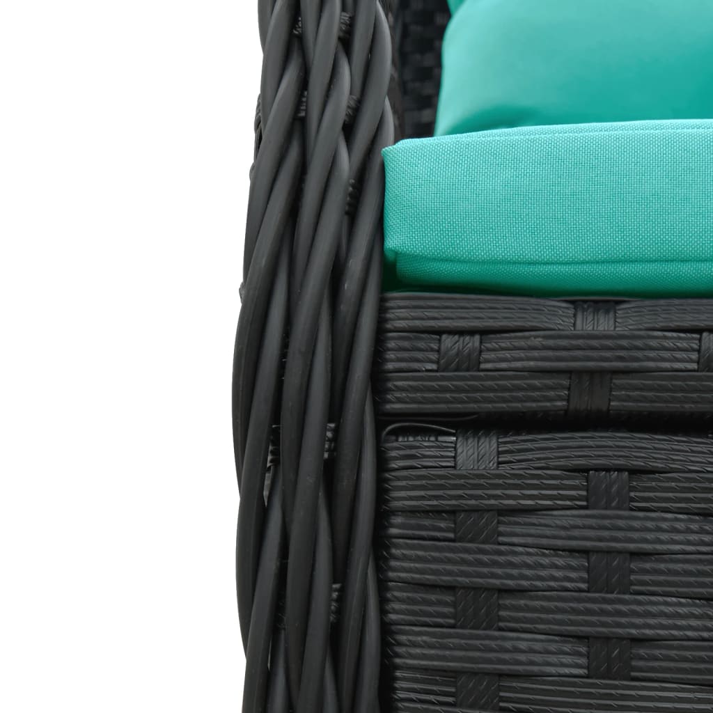 Liggende tuinstoelen 2 stuks zwart polyrotan is nu te koop bij PeponiXL, paradijselijk wonen!
