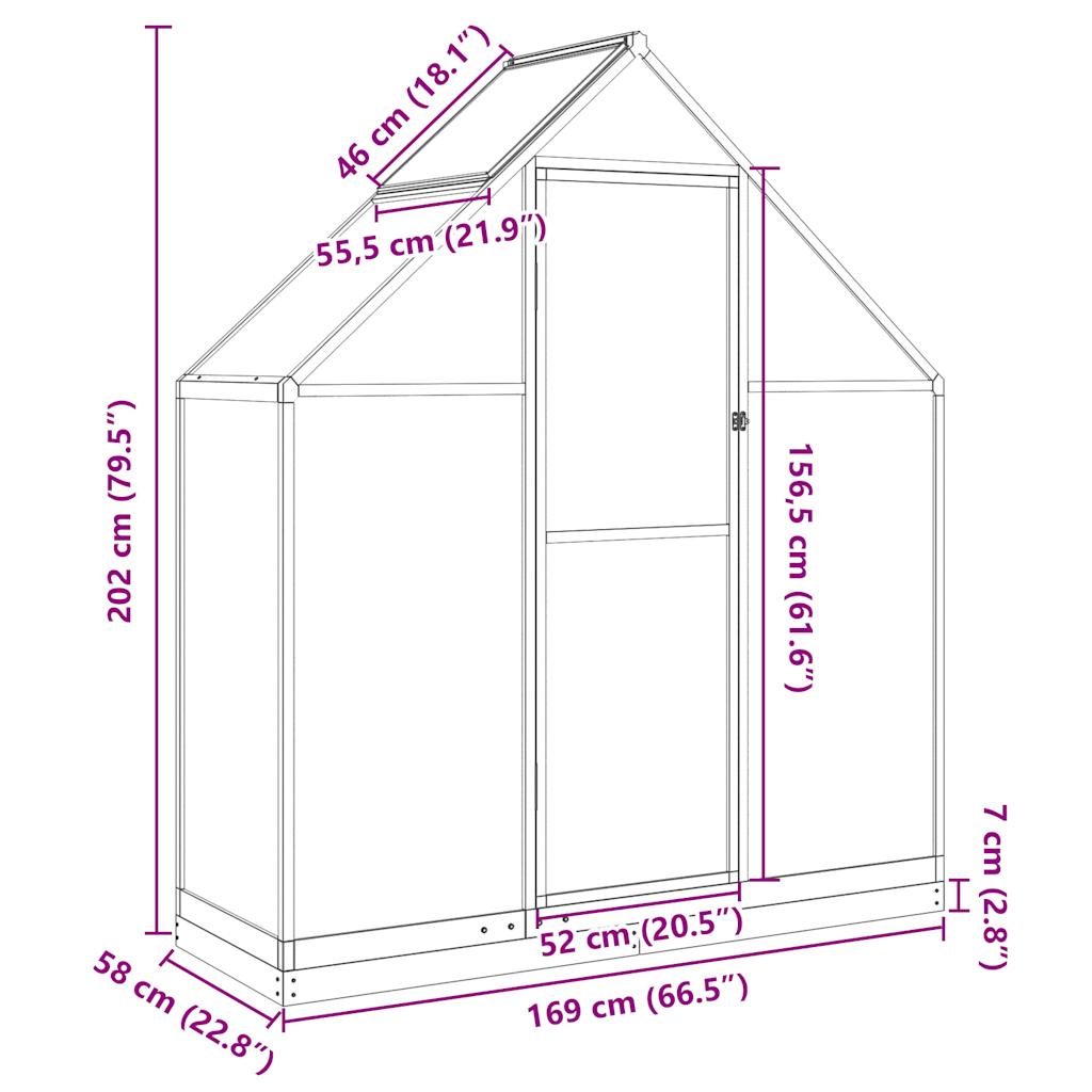 Tuinkas met basisframe 169x58x202 cm aluminium antracietkleurig is nu te koop bij PeponiXL, paradijselijk wonen!