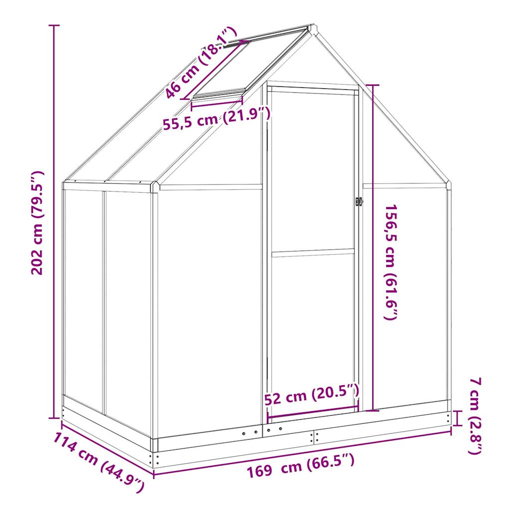 Tuinkas met basisframe 169x114x202 cm aluminium antracietkleur is nu te koop bij PeponiXL, paradijselijk wonen!