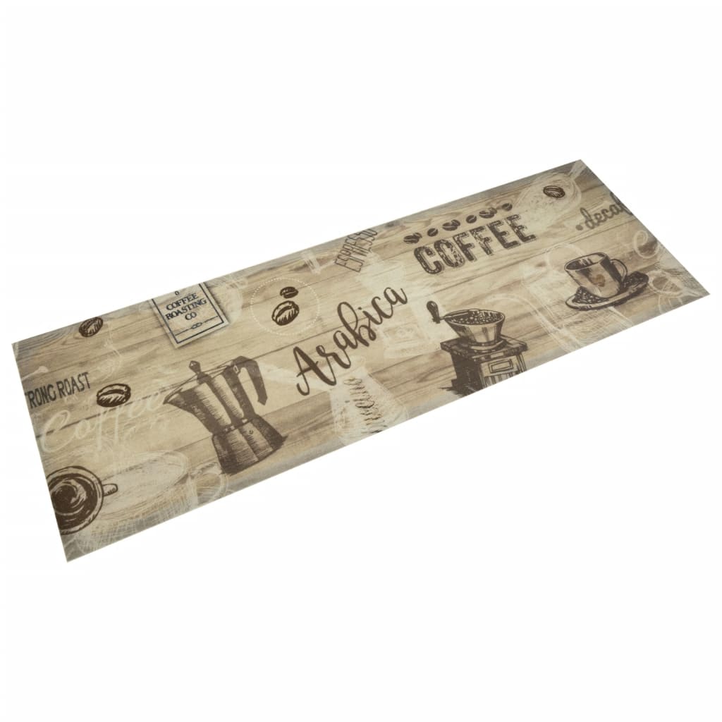 Keukenmat wasbaar koffieprint 60x180 cm fluweel bruin is nu te koop bij PeponiXL, paradijselijk wonen!