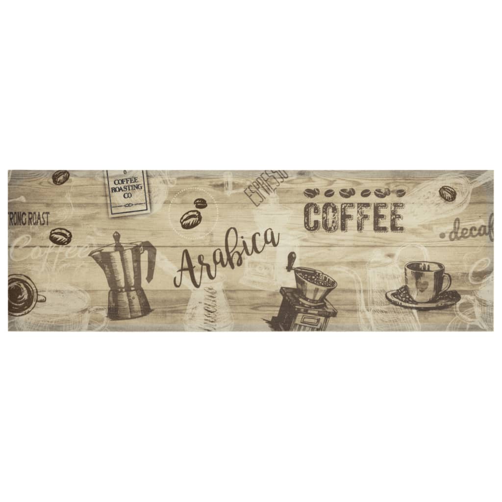 Keukenmat wasbaar koffieprint 60x180 cm fluweel bruin is nu te koop bij PeponiXL, paradijselijk wonen!