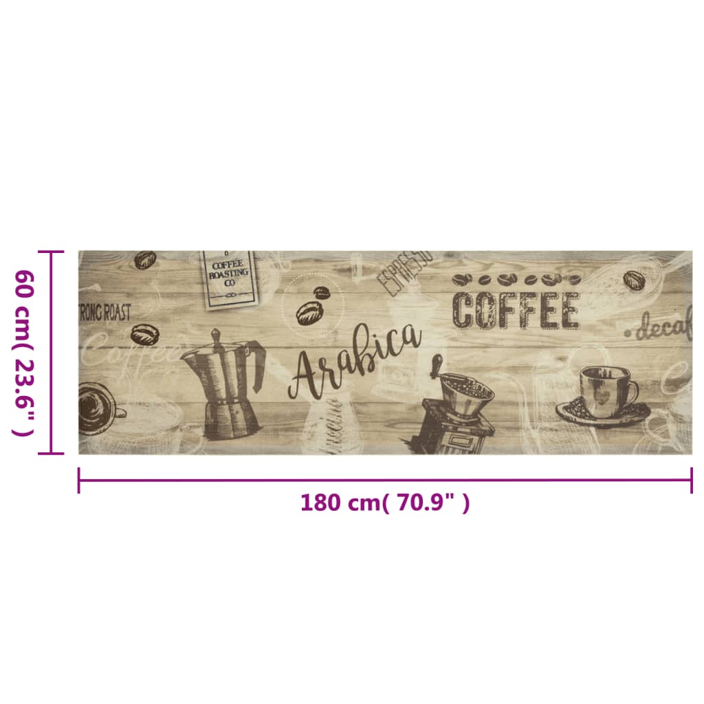 Keukenmat wasbaar koffieprint 60x180 cm fluweel bruin is nu te koop bij PeponiXL, paradijselijk wonen!
