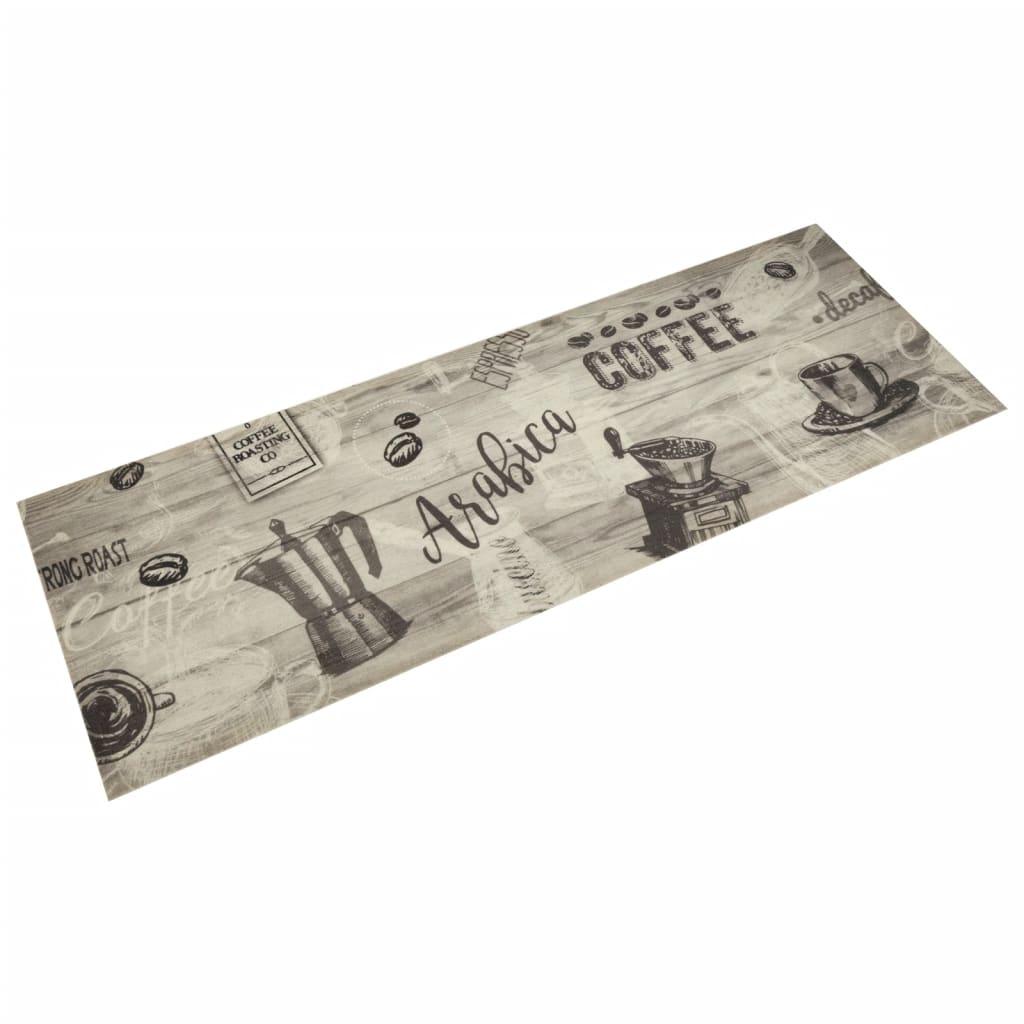 Keukenmat wasbaar koffieprint 60x180 cm fluweel grijs is nu te koop bij PeponiXL, paradijselijk wonen!