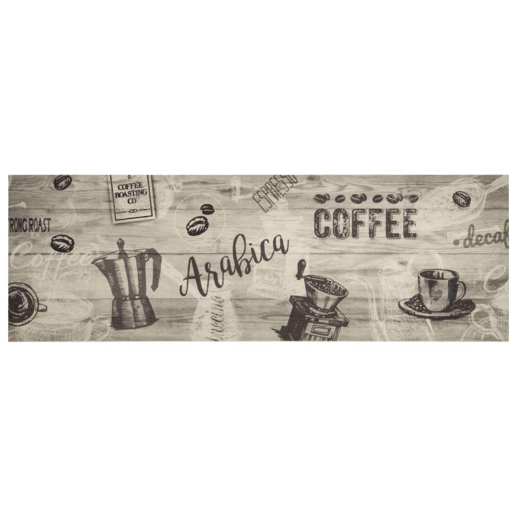 Keukenmat wasbaar koffieprint 60x180 cm fluweel grijs is nu te koop bij PeponiXL, paradijselijk wonen!