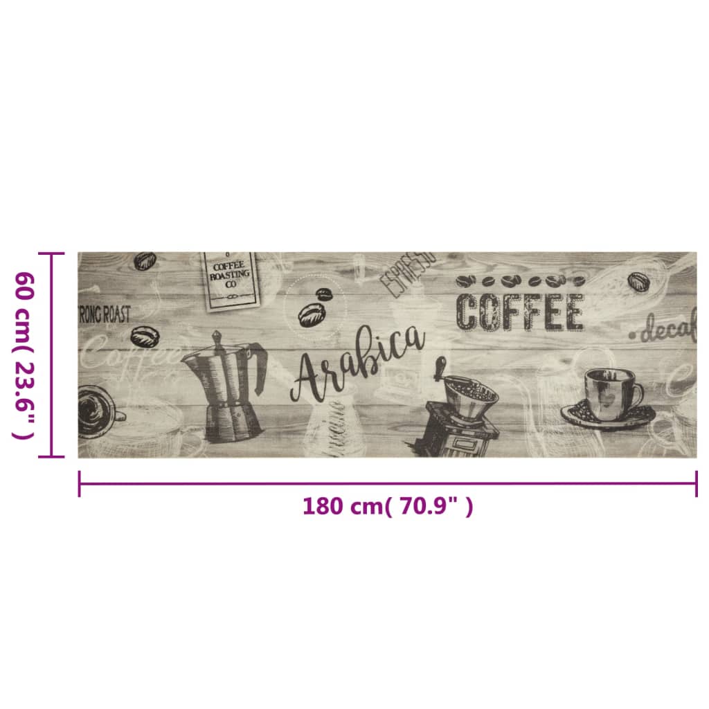 Keukenmat wasbaar koffieprint 60x180 cm fluweel grijs is nu te koop bij PeponiXL, paradijselijk wonen!