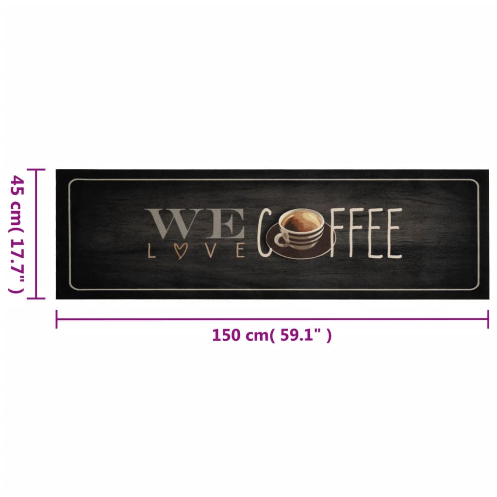 Keukenmat wasbaar koffietekst 45x150 cm fluweel is nu te koop bij PeponiXL, paradijselijk wonen!