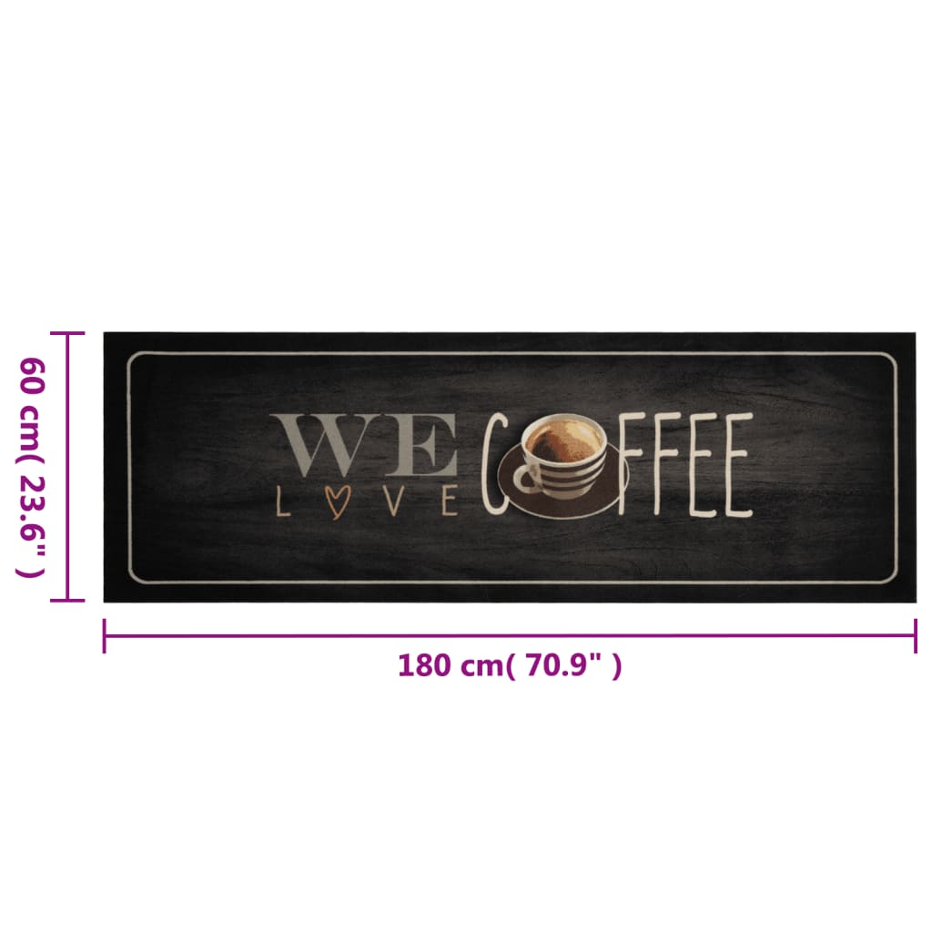 Keukenmat wasbaar koffietekst 60x180 cm fluweel is nu te koop bij PeponiXL, paradijselijk wonen!