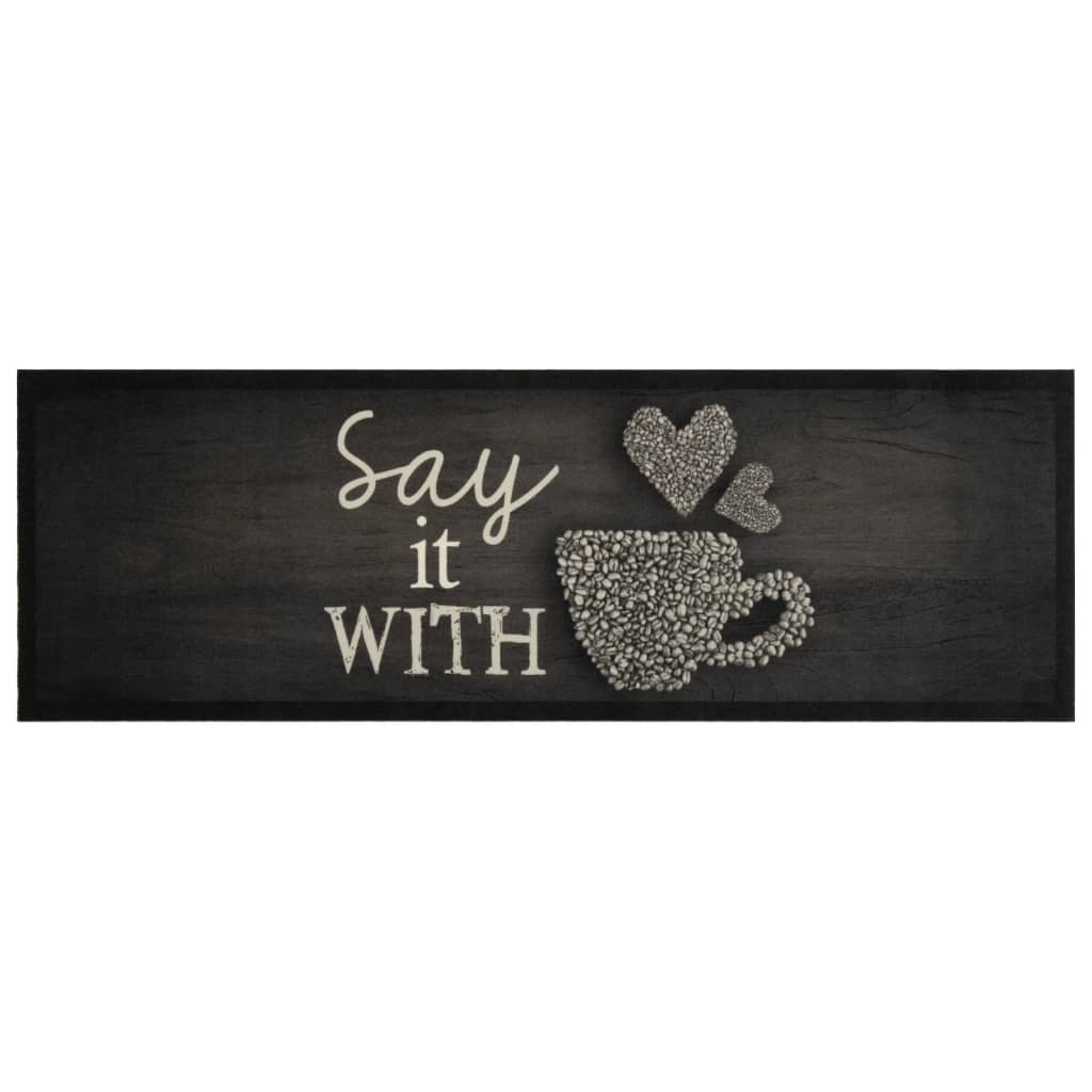 Keukenmat wasbaar kopjeprint 60x180 cm fluweel zwart is nu te koop bij PeponiXL, paradijselijk wonen!