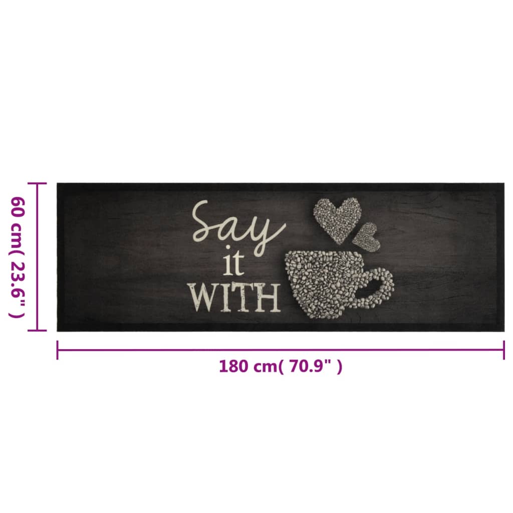 Keukenmat wasbaar kopjeprint 60x180 cm fluweel zwart is nu te koop bij PeponiXL, paradijselijk wonen!
