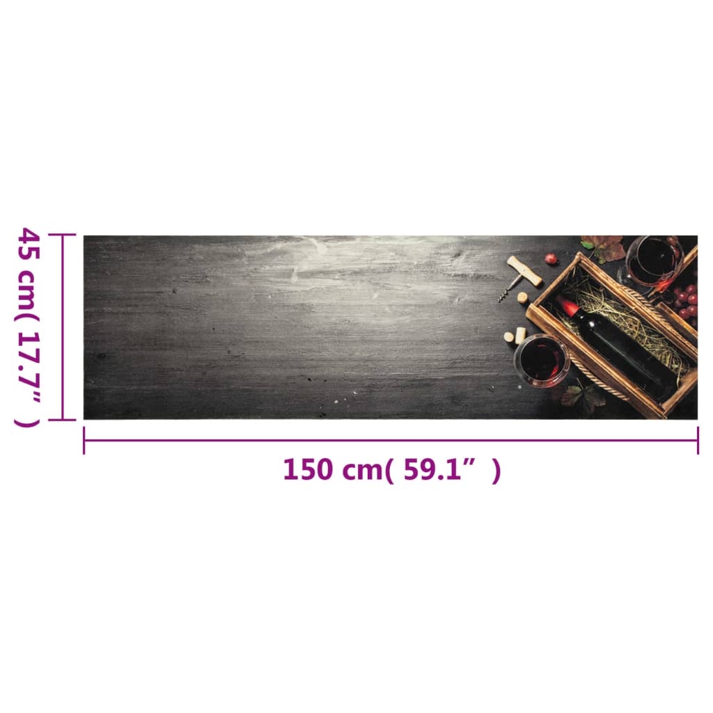 Keukenmat wasbaar wijnflesprint 45x150 cm fluweel is nu te koop bij PeponiXL, paradijselijk wonen!