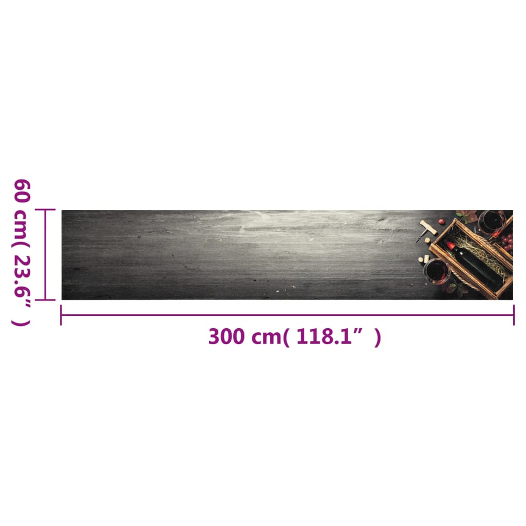 Keukenmat wasbaar wijnflesprint 60x300 cm fluweel is nu te koop bij PeponiXL, paradijselijk wonen!