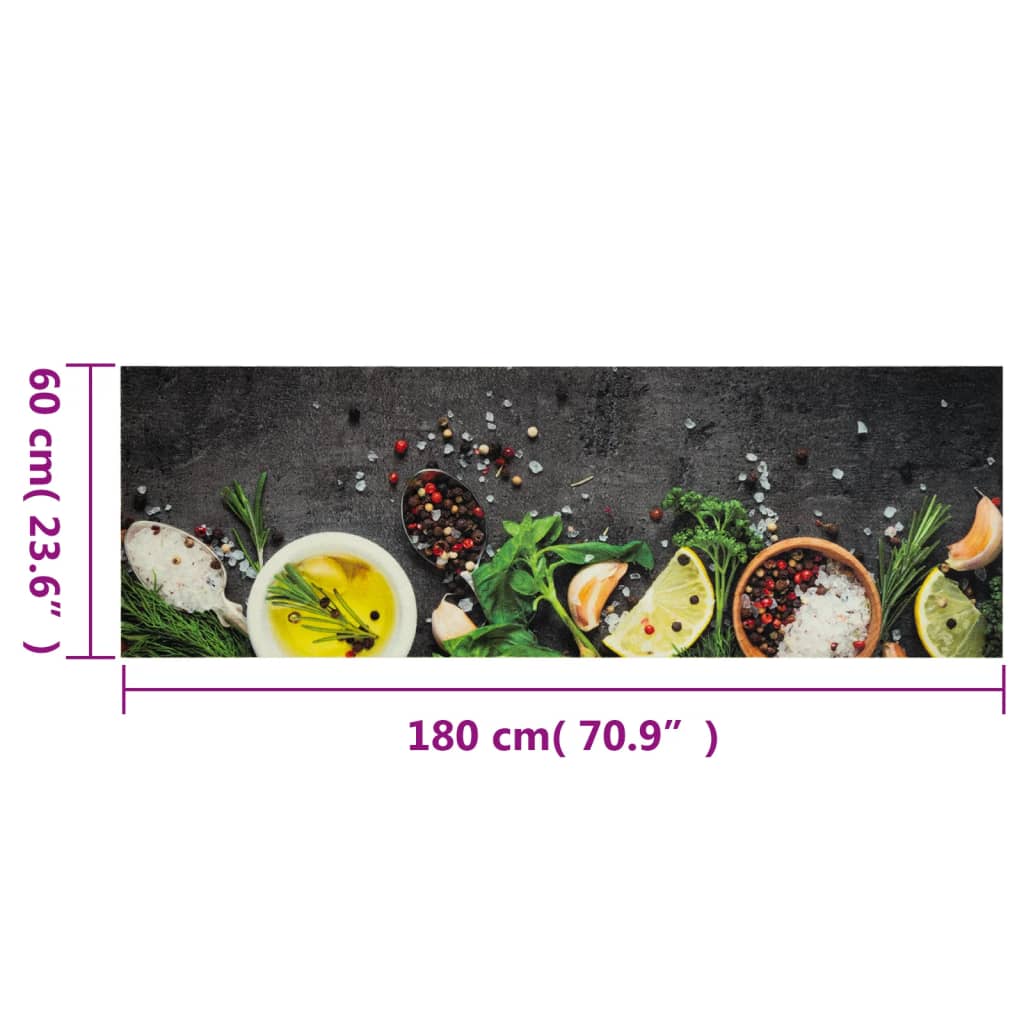 Keukenmat wasbaar kruidenprint 60x180 cm fluweel is nu te koop bij PeponiXL, paradijselijk wonen!