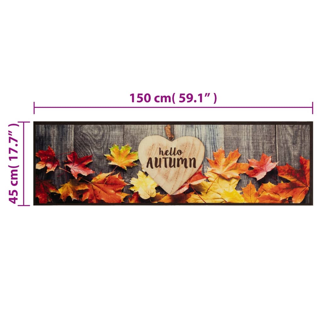 Keukenmat wasbaar herfstprint 45x150 cm fluweel is nu te koop bij PeponiXL, paradijselijk wonen!