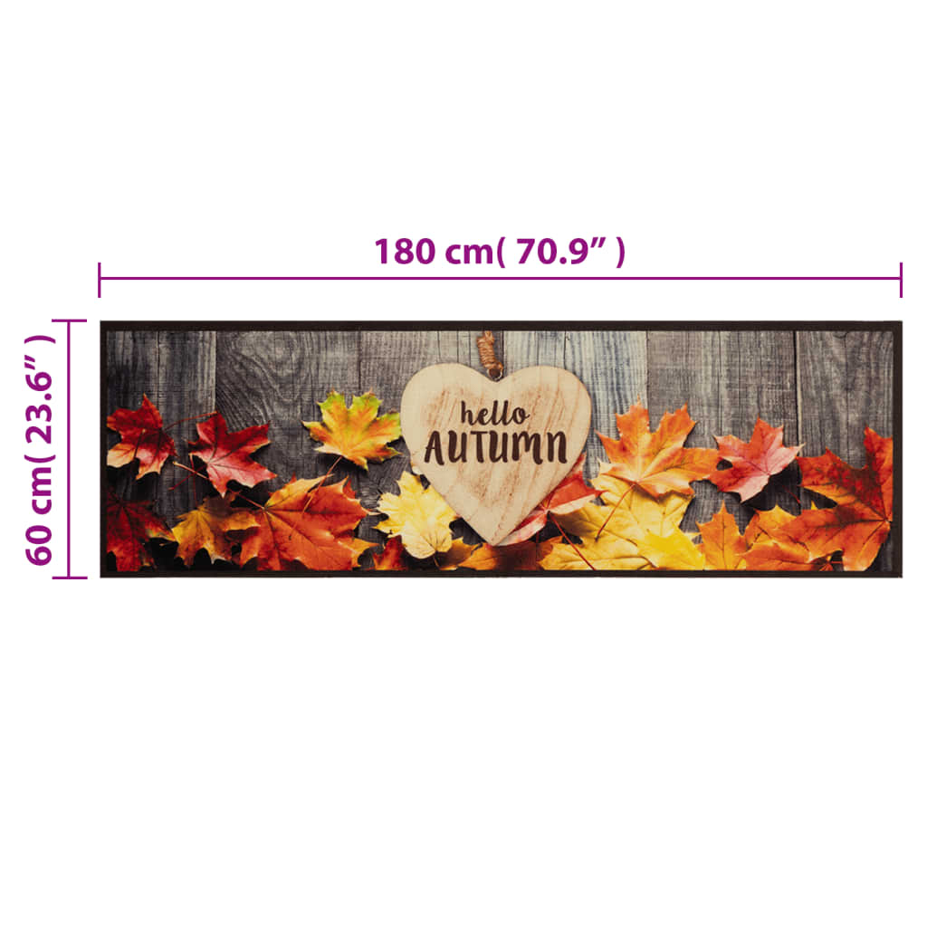 Keukenmat wasbaar herfstprint 60x180 cm fluweel is nu te koop bij PeponiXL, paradijselijk wonen!