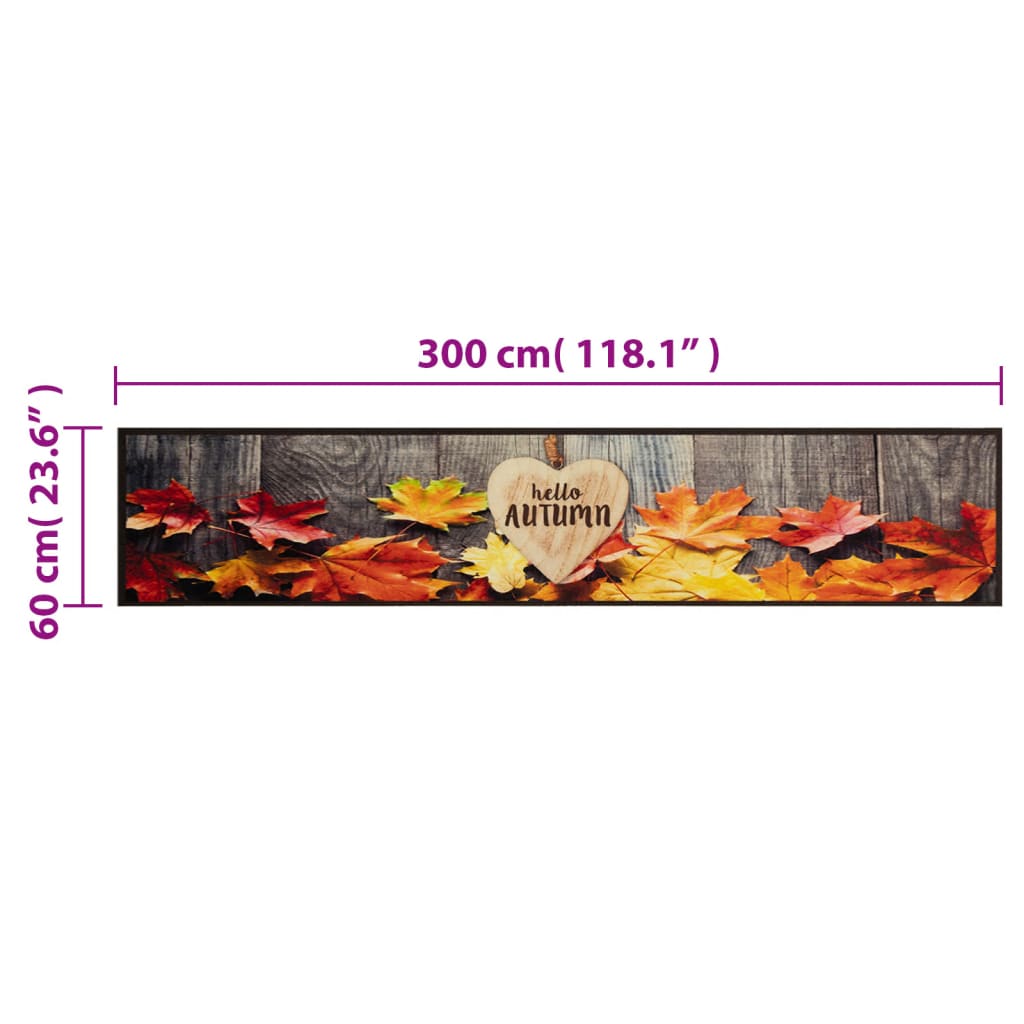 Keukenmat wasbaar herfstprint 60x300 cm fluweel is nu te koop bij PeponiXL, paradijselijk wonen!