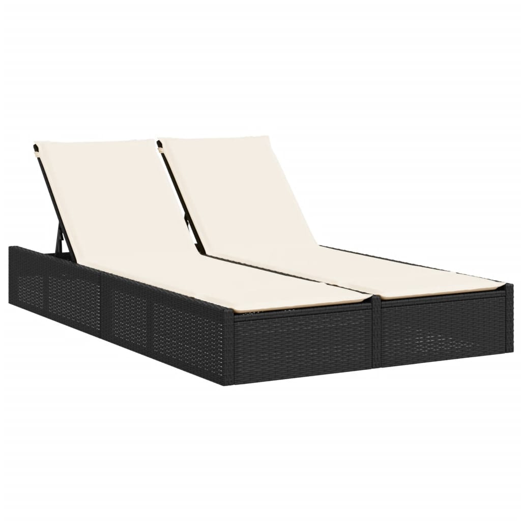 Ligbed 2-persoons met kussens poly rattan zwart is nu te koop bij PeponiXL, paradijselijk wonen!