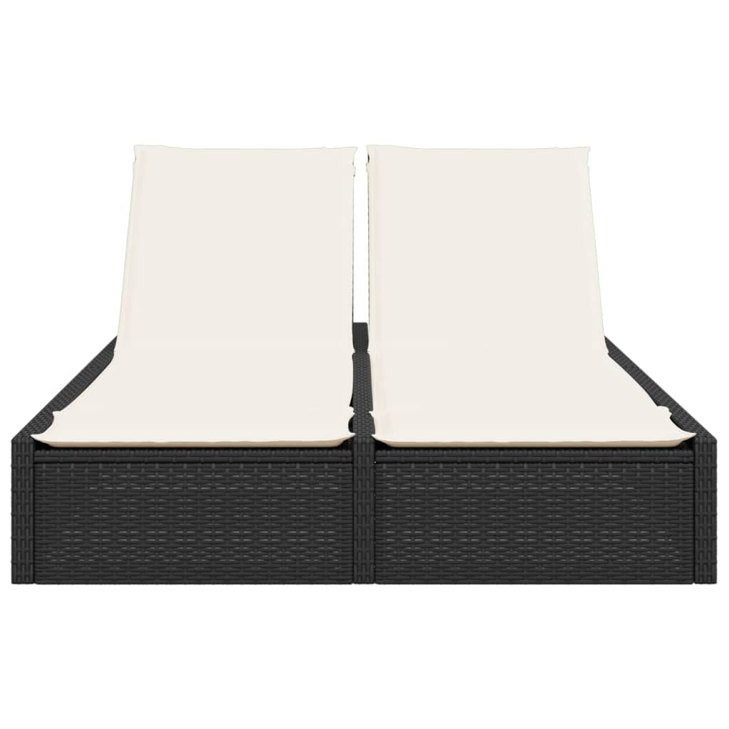 Ligbed 2-persoons met kussens poly rattan zwart is nu te koop bij PeponiXL, paradijselijk wonen!