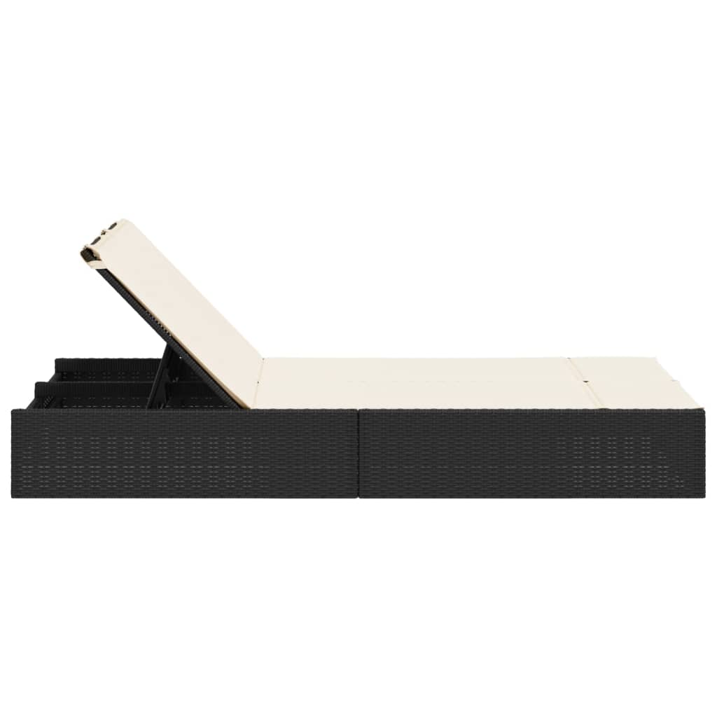 Ligbed 2-persoons met kussens poly rattan zwart is nu te koop bij PeponiXL, paradijselijk wonen!