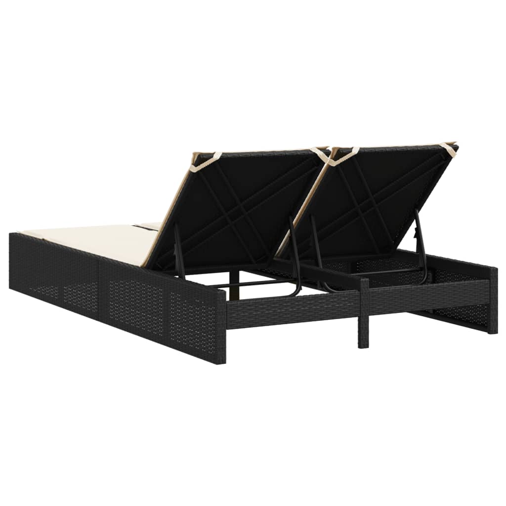 Ligbed 2-persoons met kussens poly rattan zwart is nu te koop bij PeponiXL, paradijselijk wonen!
