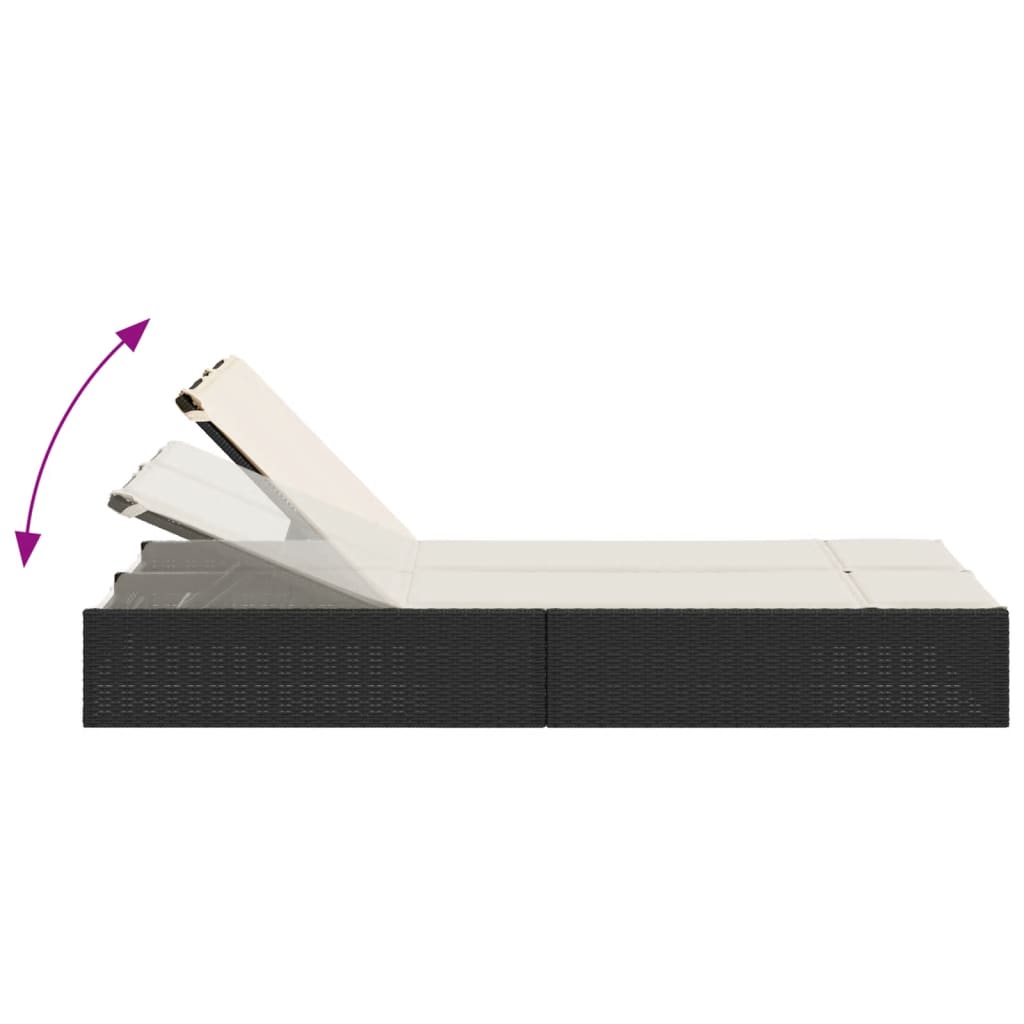 Ligbed 2-persoons met kussens poly rattan zwart is nu te koop bij PeponiXL, paradijselijk wonen!