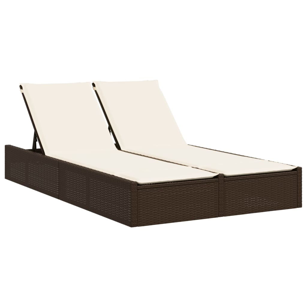 Ligbed 2-persoons met kussens poly rattan bruin is nu te koop bij PeponiXL, paradijselijk wonen!