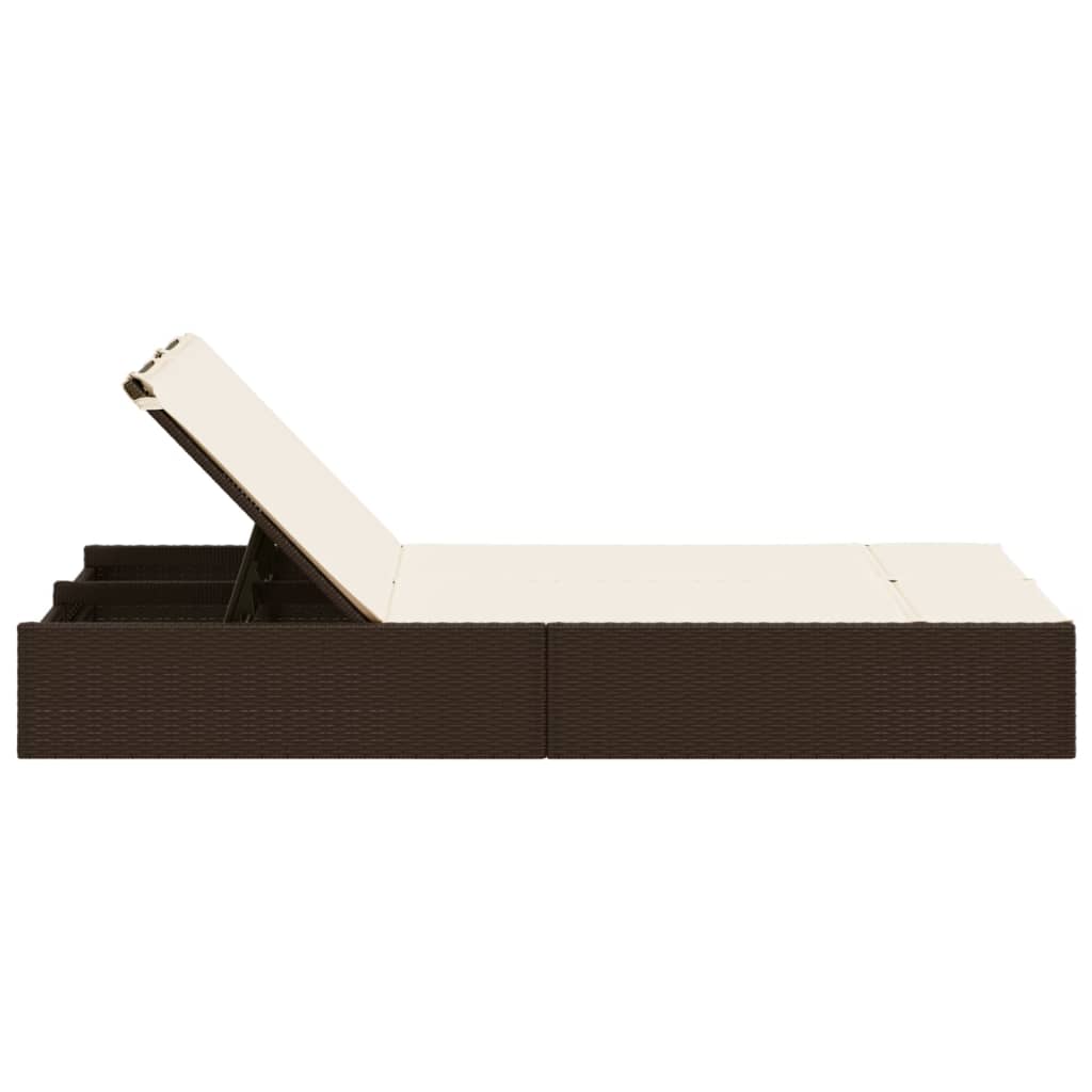 Ligbed 2-persoons met kussens poly rattan bruin is nu te koop bij PeponiXL, paradijselijk wonen!