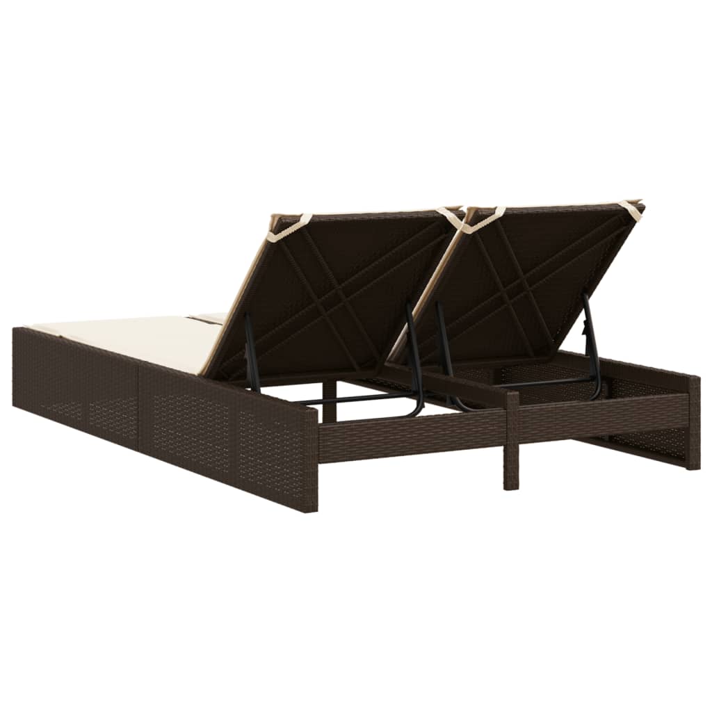 Ligbed 2-persoons met kussens poly rattan bruin is nu te koop bij PeponiXL, paradijselijk wonen!