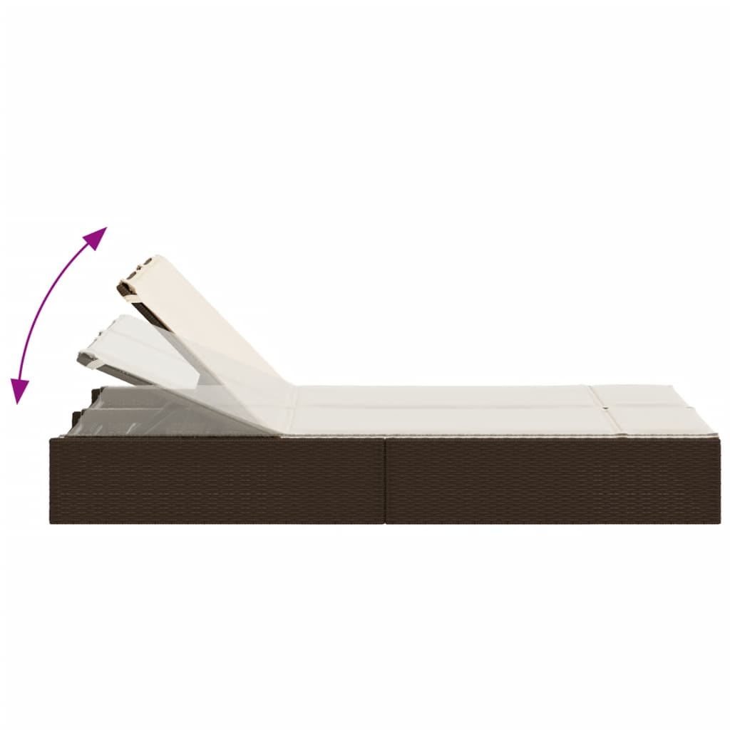 Ligbed 2-persoons met kussens poly rattan bruin is nu te koop bij PeponiXL, paradijselijk wonen!