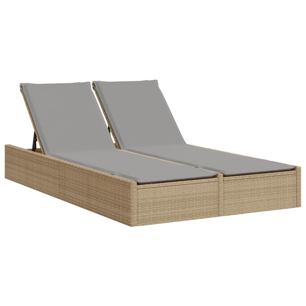 Ligbed 2-persoons met kussens poly rattan beige is nu te koop bij PeponiXL, paradijselijk wonen!