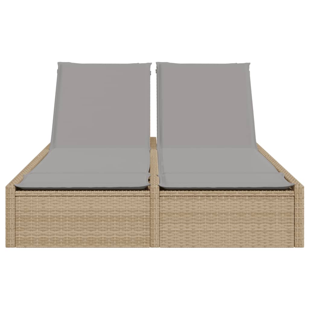 Ligbed 2-persoons met kussens poly rattan beige is nu te koop bij PeponiXL, paradijselijk wonen!
