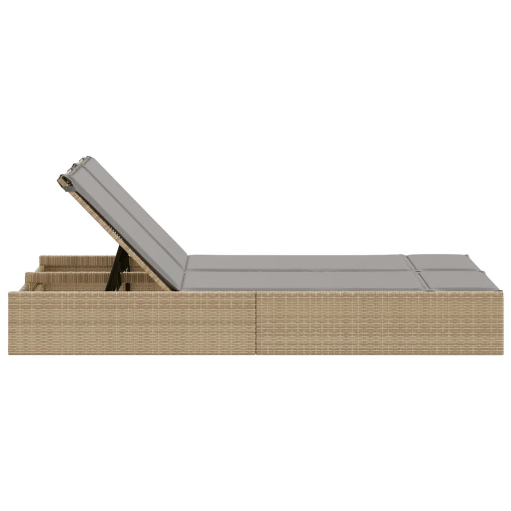 Ligbed 2-persoons met kussens poly rattan beige is nu te koop bij PeponiXL, paradijselijk wonen!