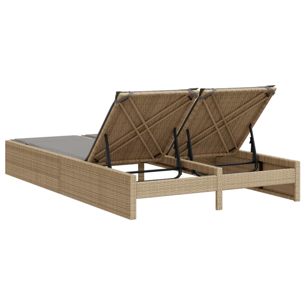 Ligbed 2-persoons met kussens poly rattan beige is nu te koop bij PeponiXL, paradijselijk wonen!