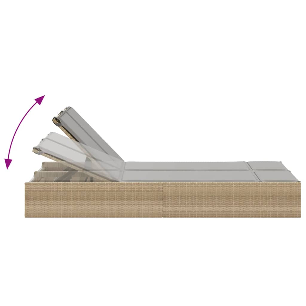 Ligbed 2-persoons met kussens poly rattan beige is nu te koop bij PeponiXL, paradijselijk wonen!