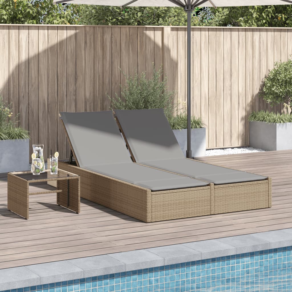 Ligbed 2-persoons met kussens poly rattan beige is nu te koop bij PeponiXL, paradijselijk wonen!