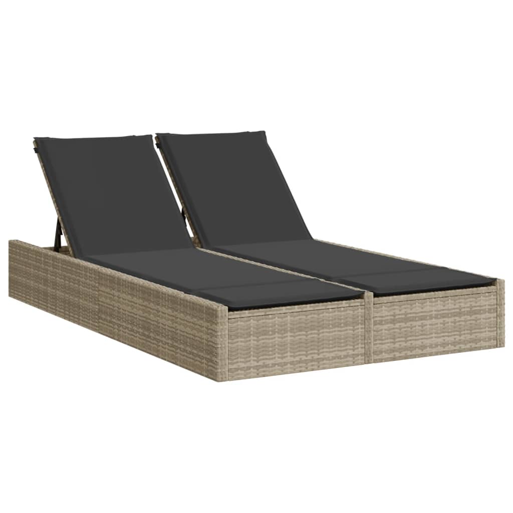 Ligbed 2-persoons met kussens poly rattan lichtgrijs is nu te koop bij PeponiXL, paradijselijk wonen!