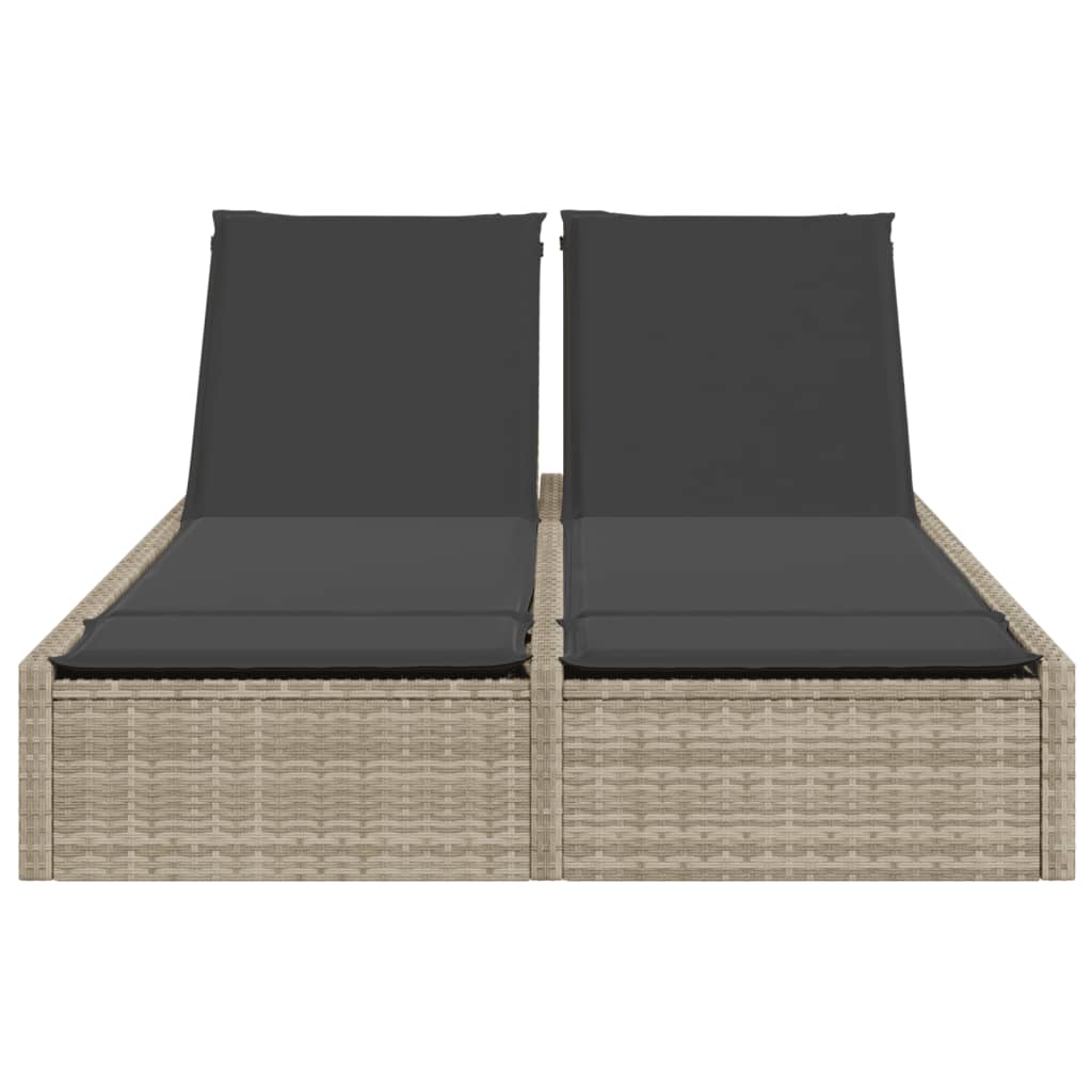 Ligbed 2-persoons met kussens poly rattan lichtgrijs is nu te koop bij PeponiXL, paradijselijk wonen!