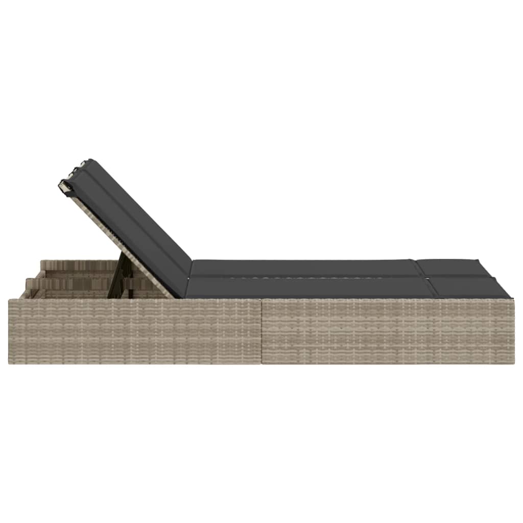 Ligbed 2-persoons met kussens poly rattan lichtgrijs is nu te koop bij PeponiXL, paradijselijk wonen!