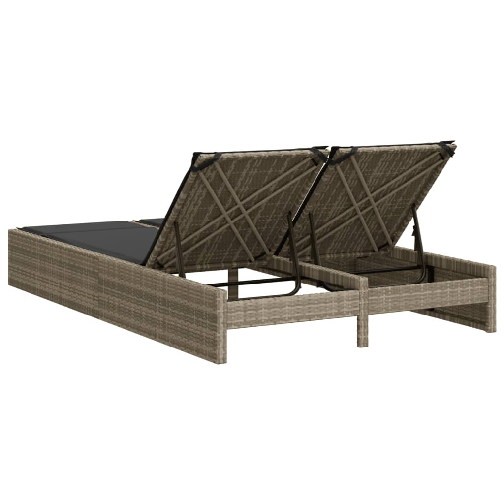 Ligbed 2-persoons met kussens poly rattan lichtgrijs is nu te koop bij PeponiXL, paradijselijk wonen!
