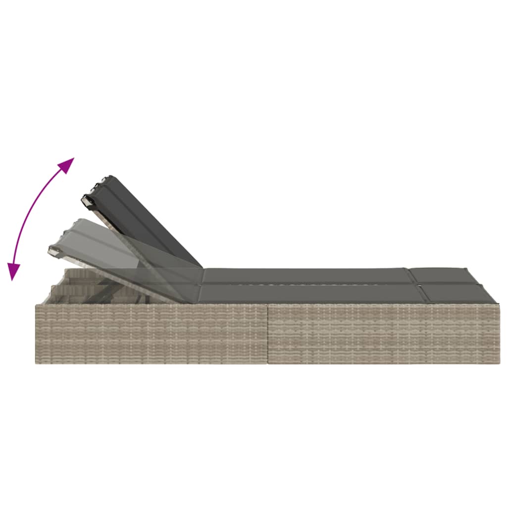 Ligbed 2-persoons met kussens poly rattan lichtgrijs is nu te koop bij PeponiXL, paradijselijk wonen!
